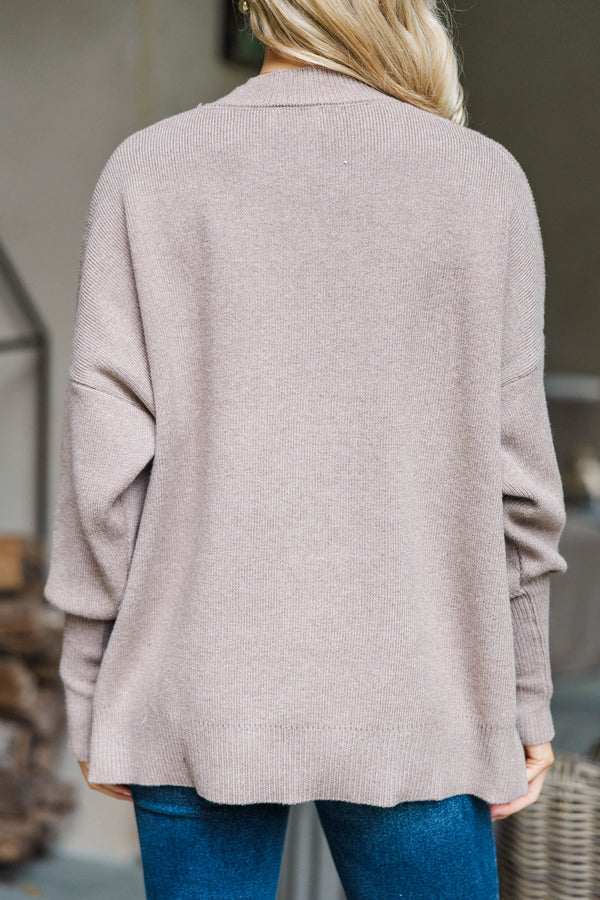 Perfectly You Mocha Brown Mock Neck Sweater