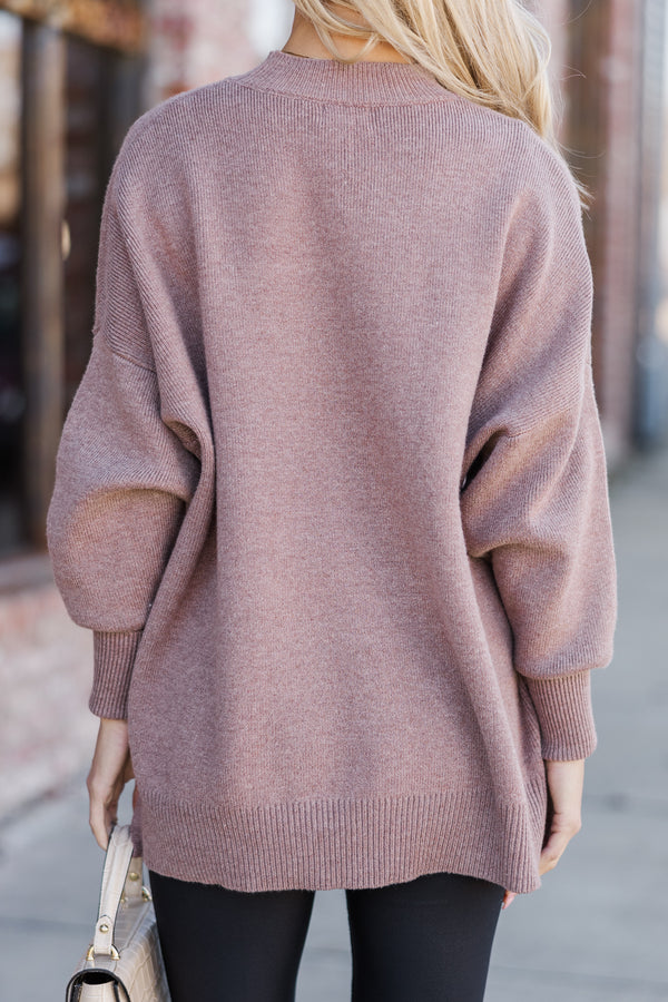 Perfectly You Mocha Brown Mock Neck Sweater