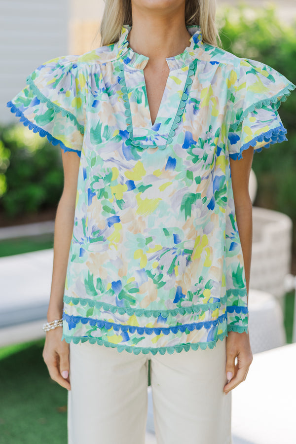 Have Some Fun Light Blue Floral Blouse