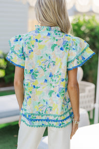 Have Some Fun Light Blue Floral Blouse