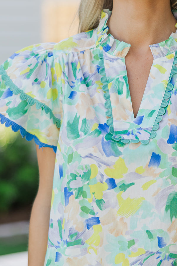 Have Some Fun Light Blue Floral Blouse