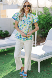 Have Some Fun Light Blue Floral Blouse