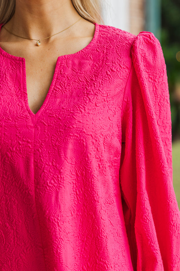 At A Glance Fuchsia Textured Dress