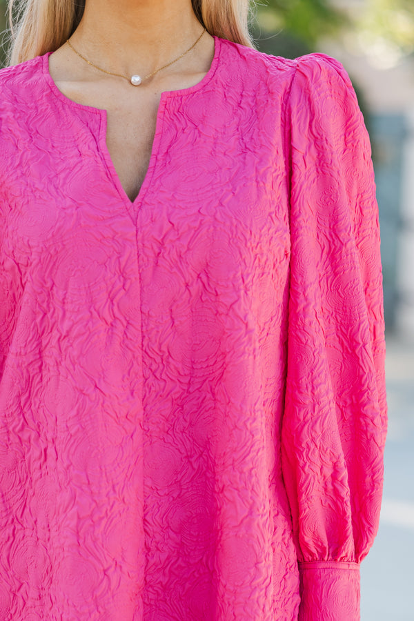 At A Glance Fuchsia Textured Dress