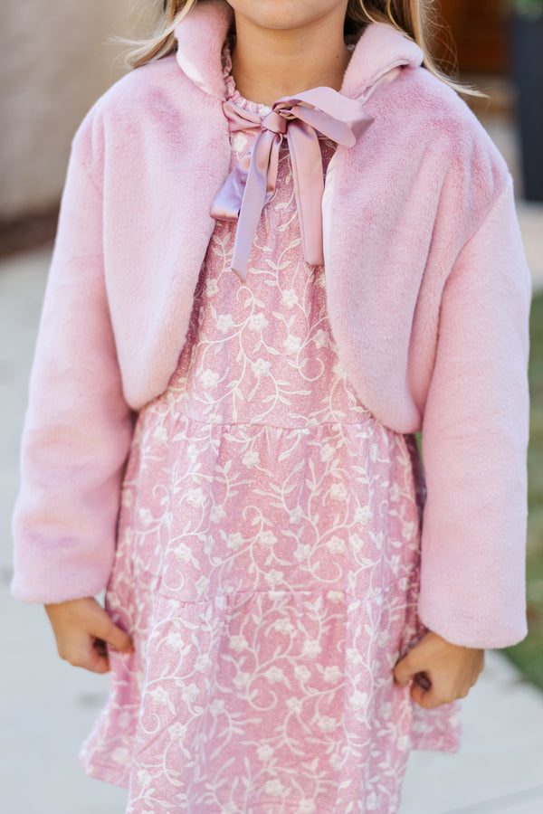 Girls: The Kaeli Blush Fur Jacket