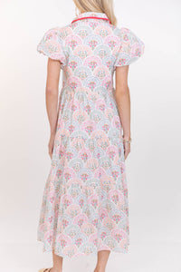 Perfect For You Pink/Mint Medallion Button Down Midi Dress