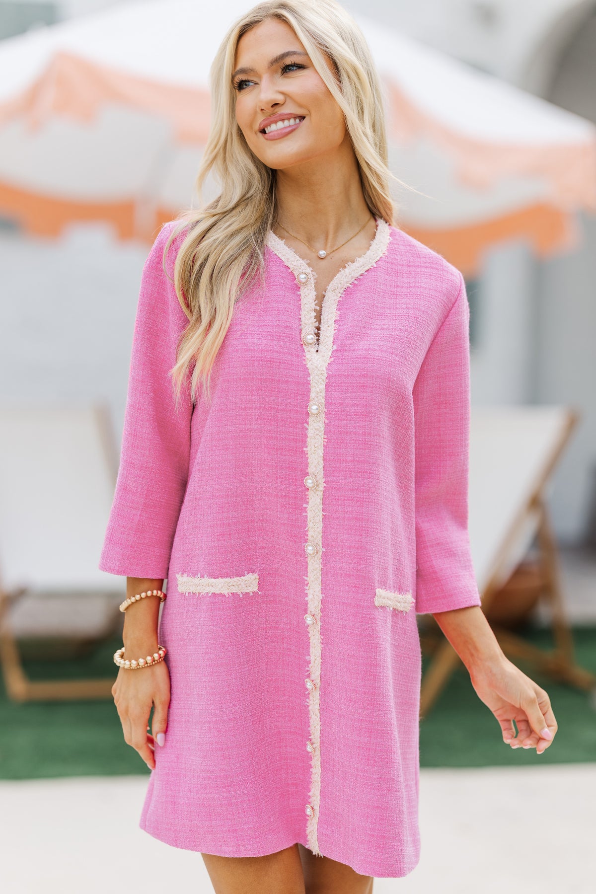 Speak Up Fuchsia Pink Tweed Dress – Shop the Mint