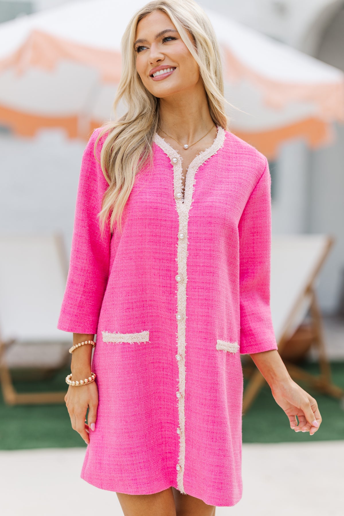 Speak Up Fuchsia Pink Tweed Dress – Shop the Mint