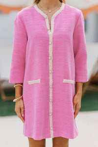 Speak Up Fuchsia Pink Tweed Dress