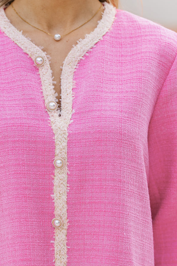 Speak Up Fuchsia Pink Tweed Dress