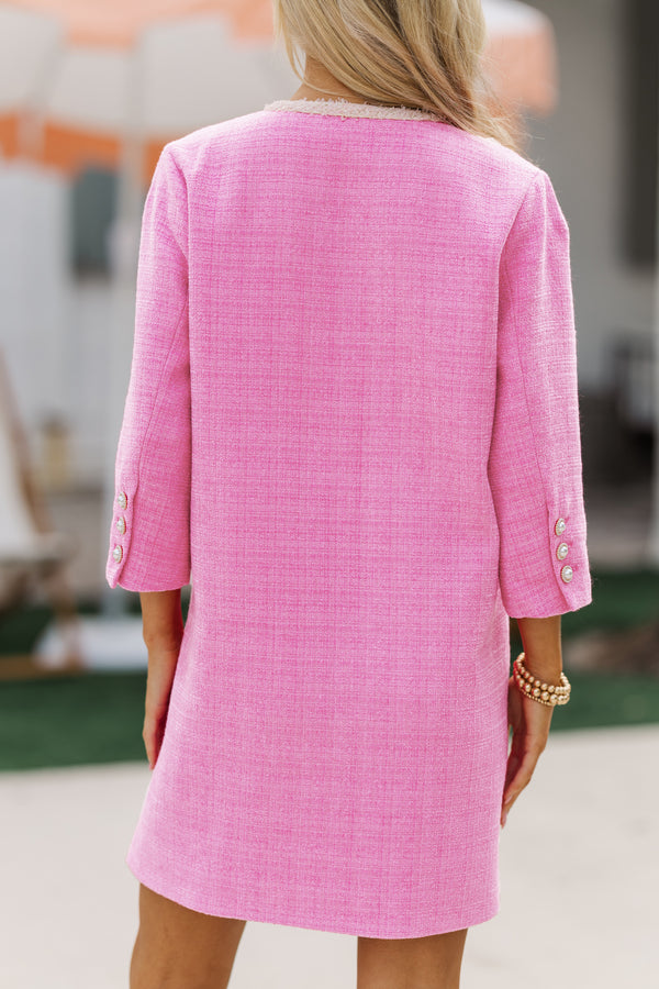 Speak Up Fuchsia Pink Tweed Dress