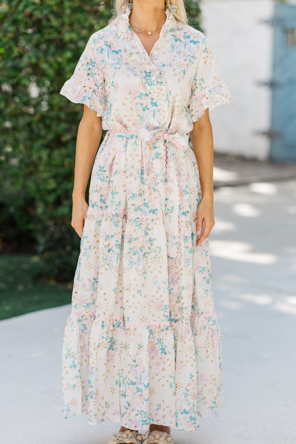 The Victorious Cream Eyelet Maxi Dress, Small - The Mint Julep Boutique