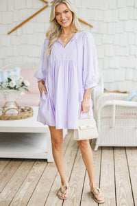 Through The Years Lavender Striped Babydoll Dress
