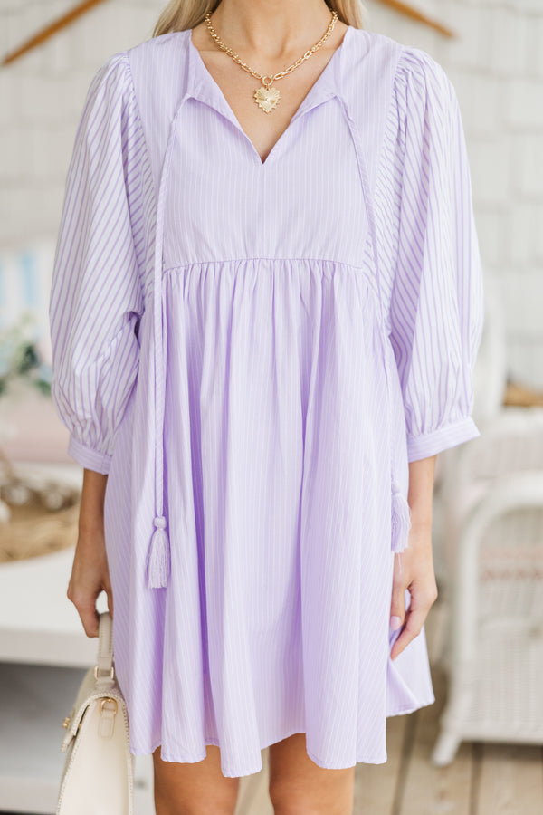 Through The Years Lavender Striped Babydoll Dress