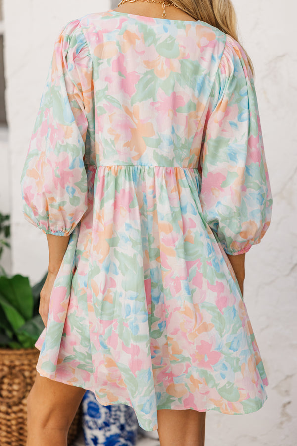 Umgee Mix Watercolor Floral Babydoll Dress