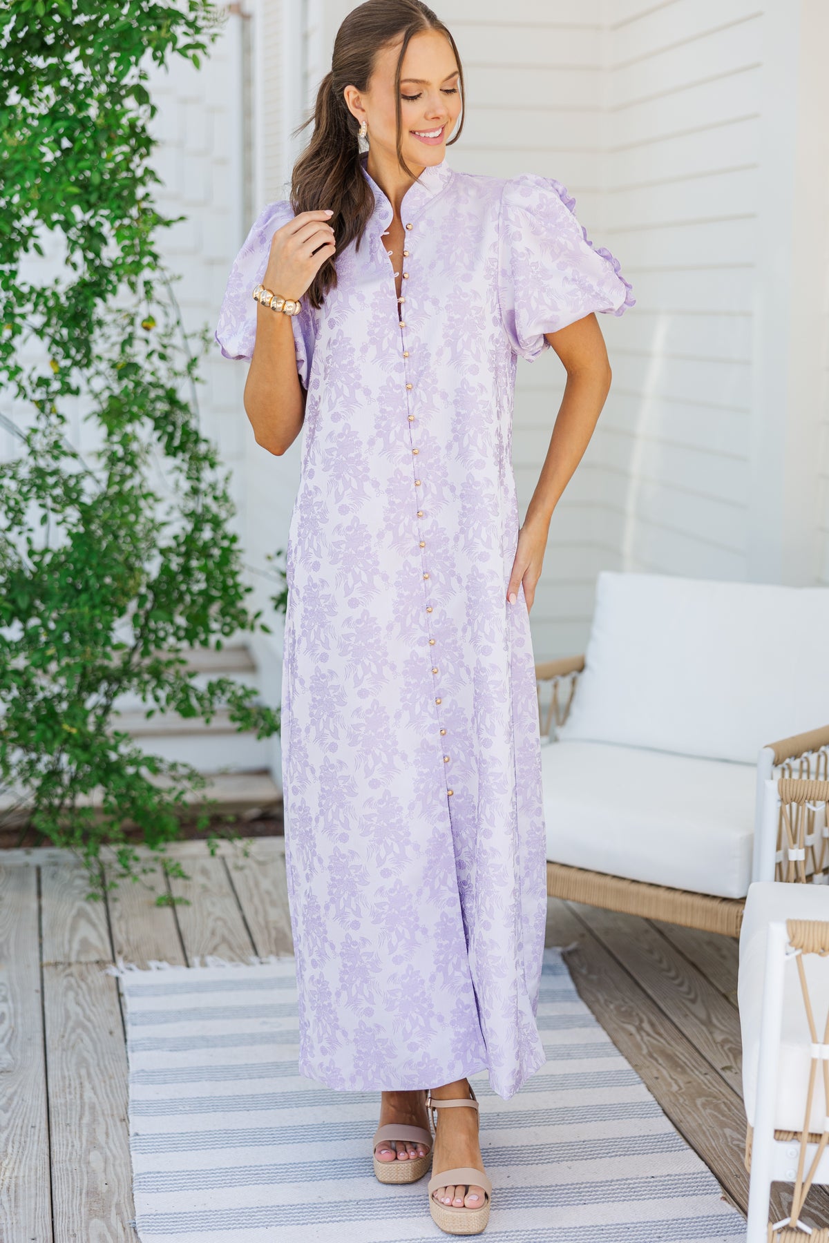 Listen To Me Lavender Purple Floral Midi Dress, X-Small - The Mint Julep Boutique