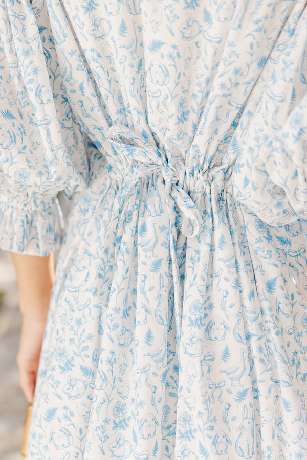 Under The Stars Light Blue Toile Tie Back Dress Shop the Mint Under The Stars Light Blue Toile Tie Back Dress Shop the Mint