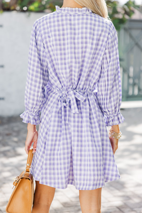 women's purple gingham dress Under The Stars Lavender Purple Gingham Tie Back Dress Shop the Mint