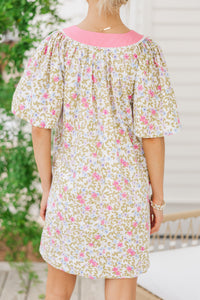 Just A Theory Pink Ditsy Floral Cotton Dress