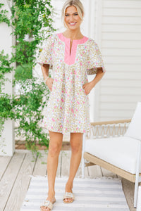 Just A Theory Pink Ditsy Floral Cotton Dress