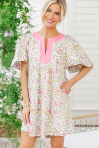 Just A Theory Pink Ditsy Floral Cotton Dress
