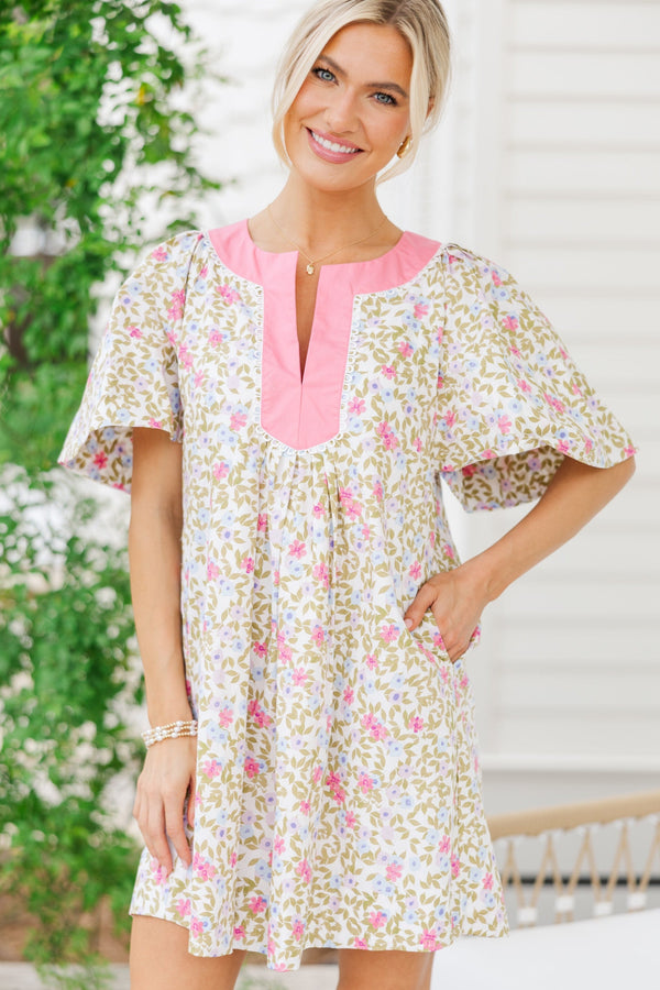 Just A Theory Pink Ditsy Floral Cotton Dress – Shop the Mint
