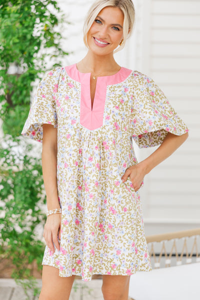 Just A Theory Pink Ditsy Floral Cotton Dress – Shop the Mint