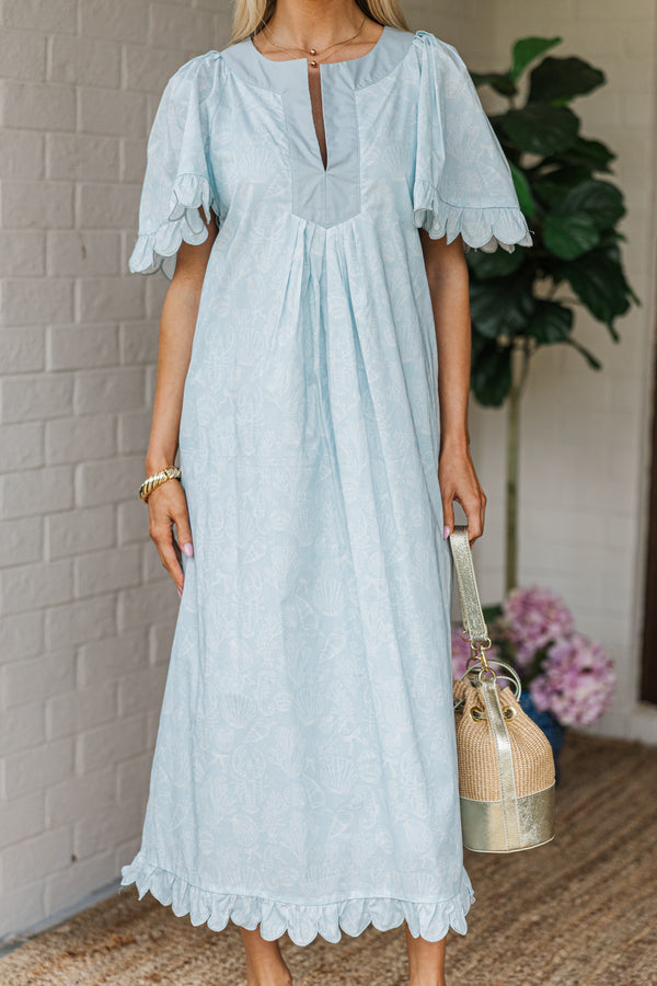Thinking Out Loud Blue Coastal Toile Midi Dress – Shop the Mint