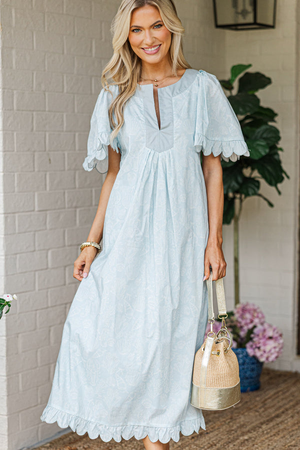 Thinking Out Loud Blue Coastal Toile Midi Dress – Shop the Mint