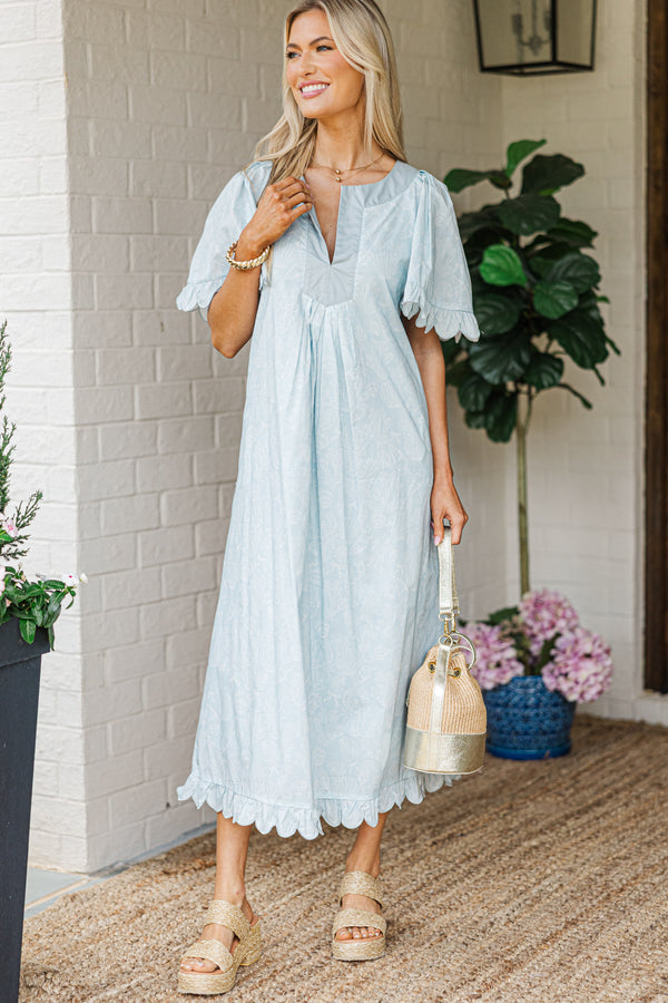 Thinking Out Loud Blue Coastal Toile Midi Dress – Shop the Mint