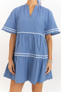 Best Day Blue Rickrack Dress