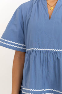 Best Day Blue Rickrack Dress