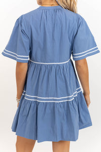 Best Day Blue Rickrack Dress