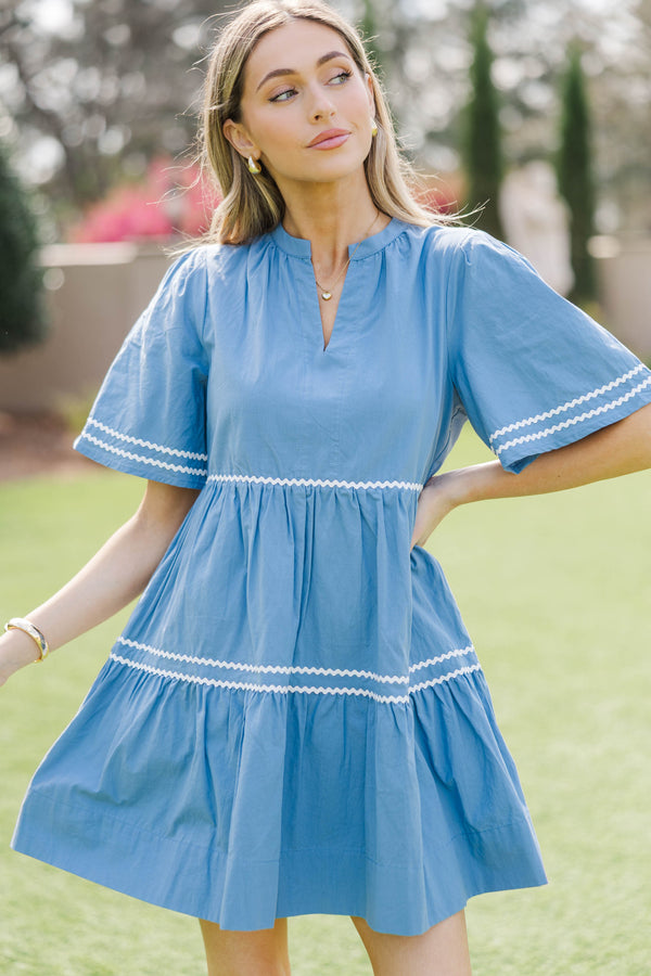 Best Day Blue Rickrack Dress