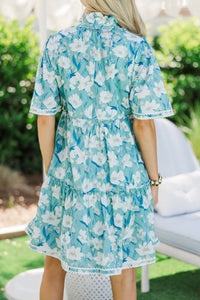 Feeling Your Best Blue Floral Rickrack Dress