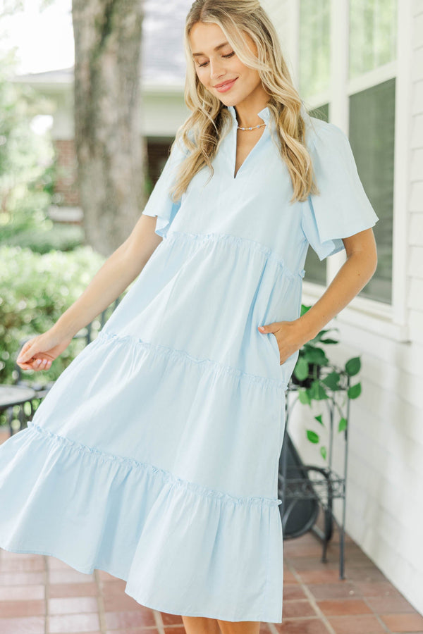 Feeling Your Best Light Blue Midi Dress