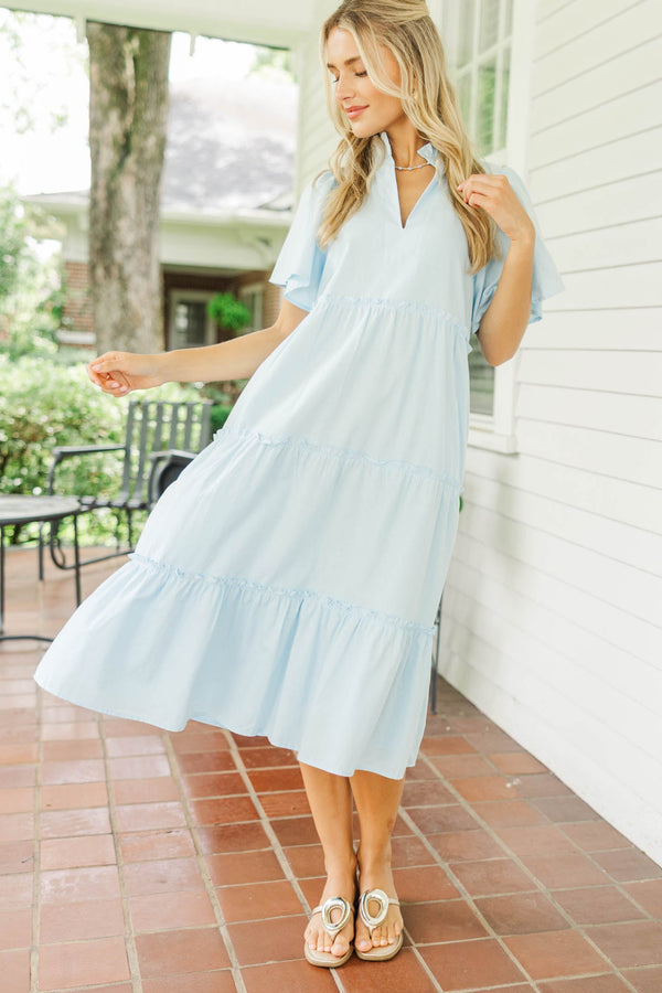 Feeling Your Best Light Blue Midi Dress