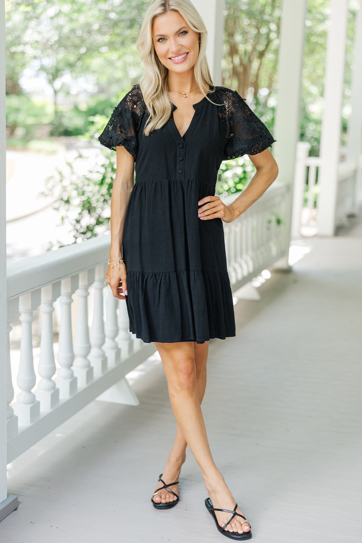 The Traveler Black Lace Dress, X-Small - The Mint Julep Boutique