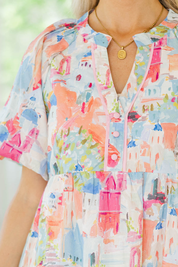 The Traveler Pink Toile Dress
