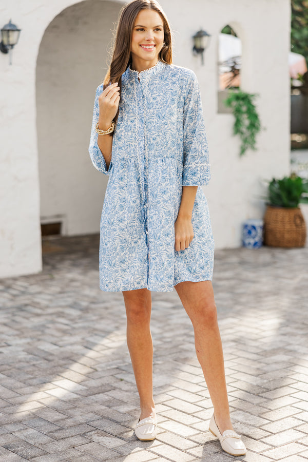 Always The One Navy Blue Floral Toile Shift Dress, Small - The Mint Julep Boutique Always The One Navy Blue Floral Toile Shift Dress, Small - The Mint Julep Boutique