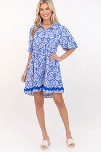 Get There Blue Paisley Dress