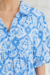 Get There Blue Paisley Dress