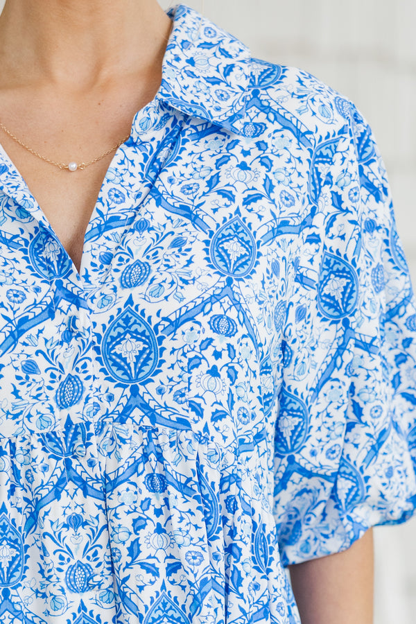 Get There Blue Paisley Dress
