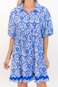 Get There Blue Paisley Dress