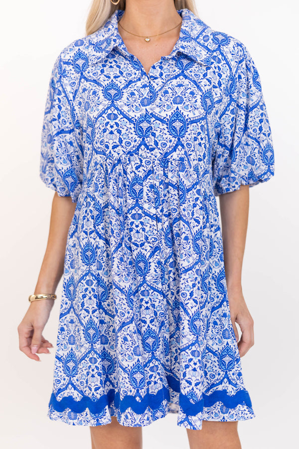 Get There Blue Paisley Dress