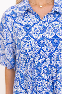 Get There Blue Paisley Dress