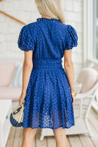 Let's Get Going Navy Eyelet Dress