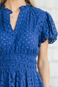 Let's Get Going Navy Eyelet Dress