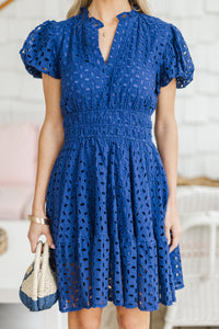 Let's Get Going Navy Eyelet Dress
