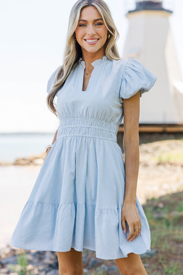 Let's Get Going Light Blue Stripe Dress